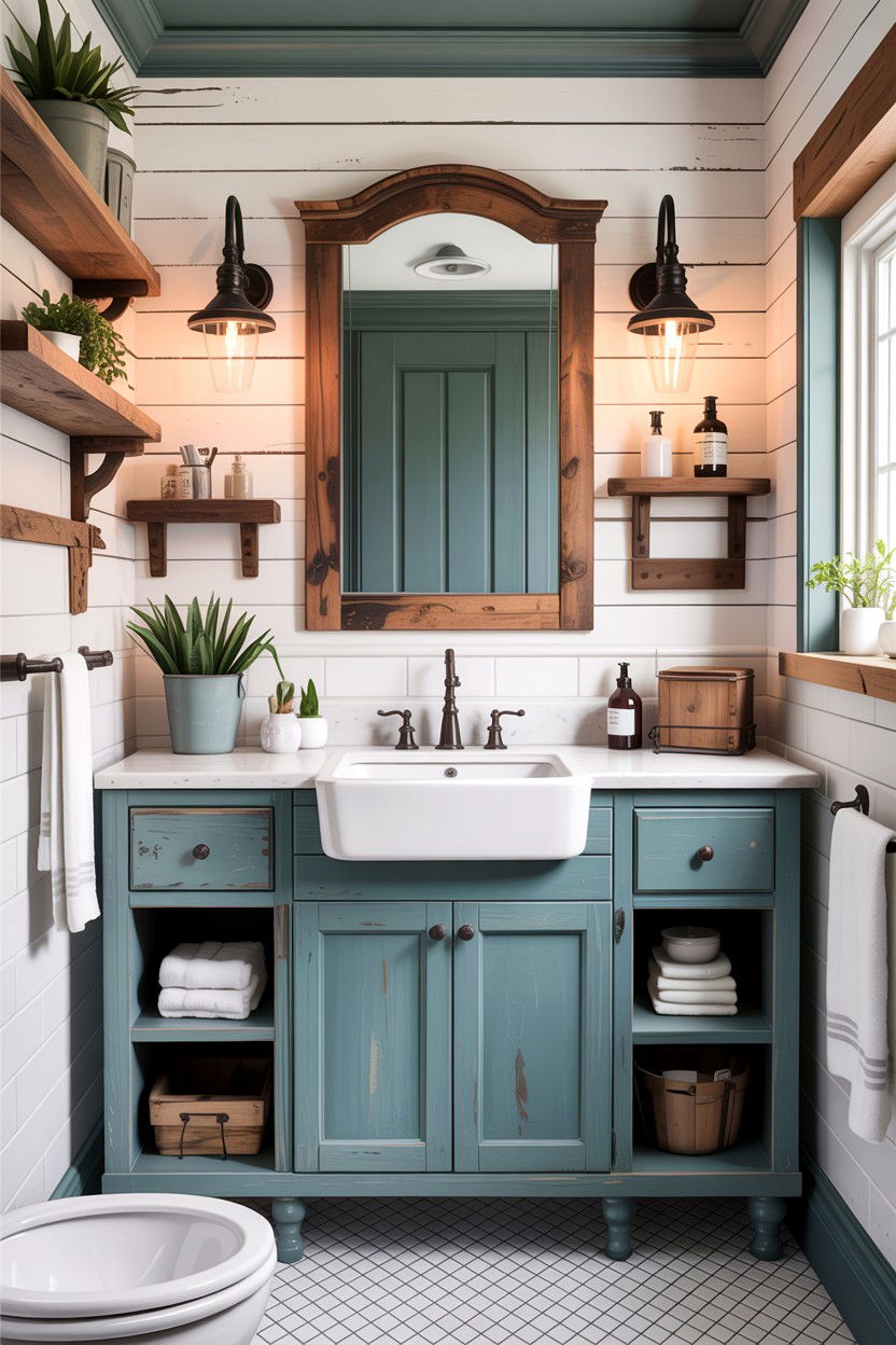 Farmhouse Blue Bathroom - 30 light blue bathroom ideas