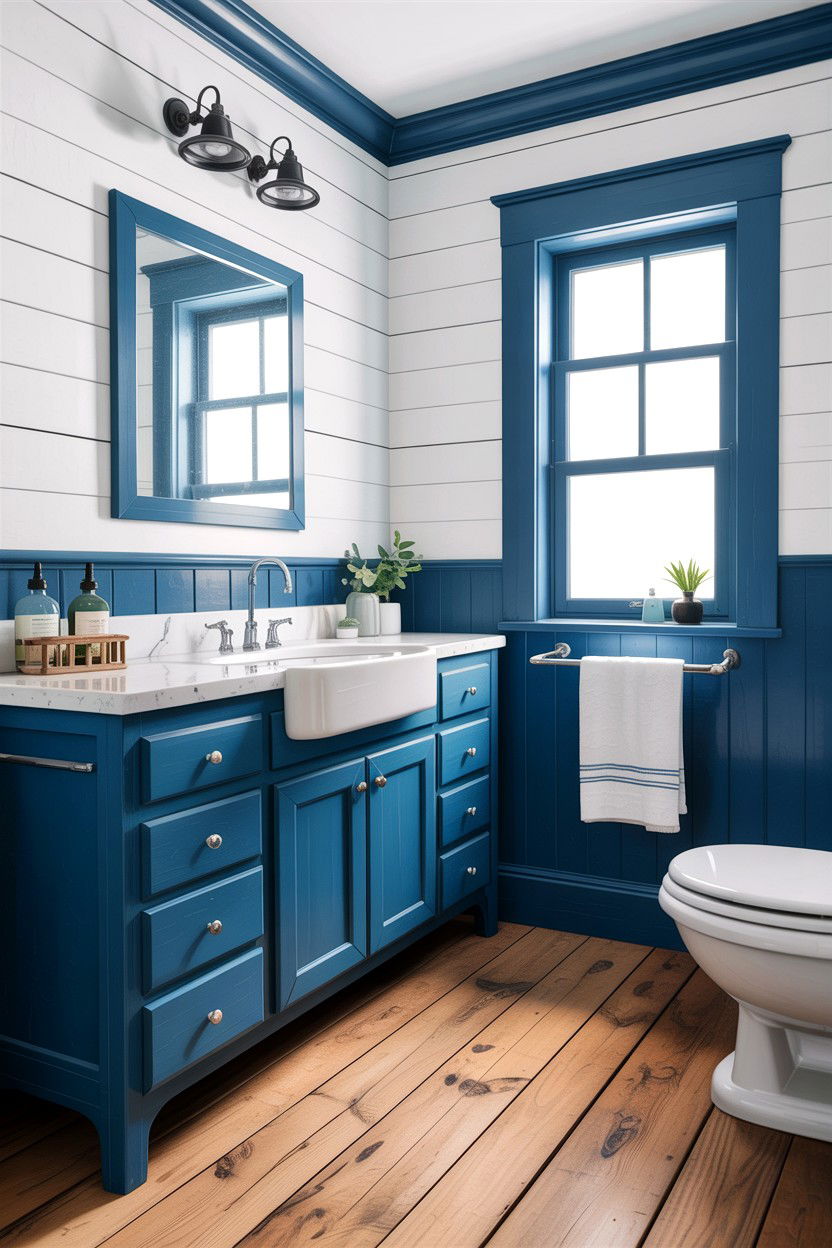 Farmhouse Blue Bathroom - 30 cobalt blue bathroom ideas