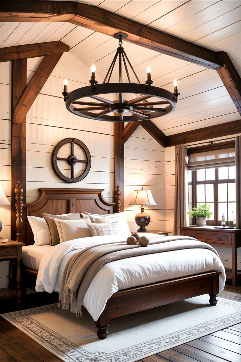 Farmhouse Chandelier Lighting - 30 country house bedroom ideas