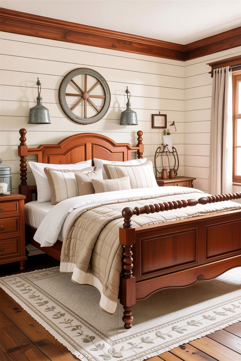 Farmhouse Cherry Wood Bedroom - 30 bedroom cherry furniture ideas