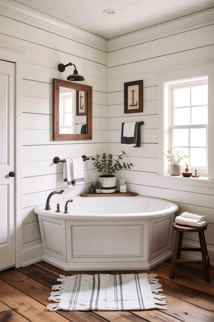 Farmhouse Corner Tub - 30 corner tub ideas