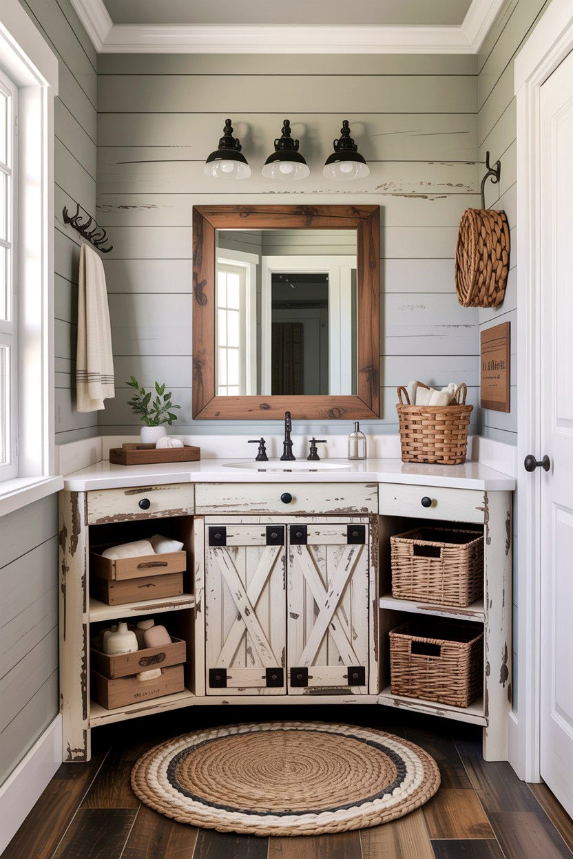 Farmhouse Corner Vanity - 30 bedroom corner vanity ideas