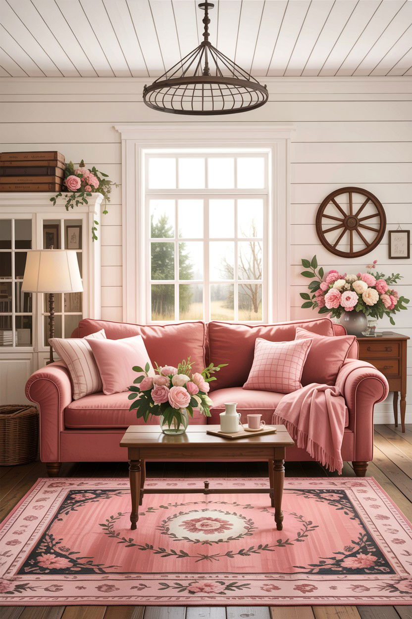 Farmhouse Dusty Rose Living Room - 30 dusty rose living room ideas