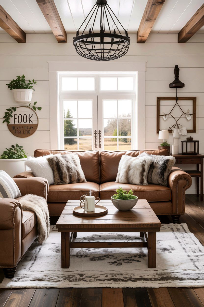 Farmhouse Faux Fur Living Room - 30 faux fur living room ideas