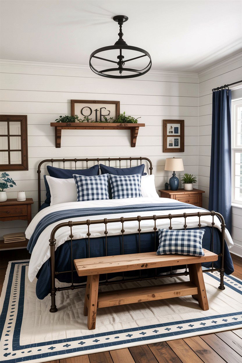 Farmhouse Indigo Bedroom - 30 indigo bedroom ideas