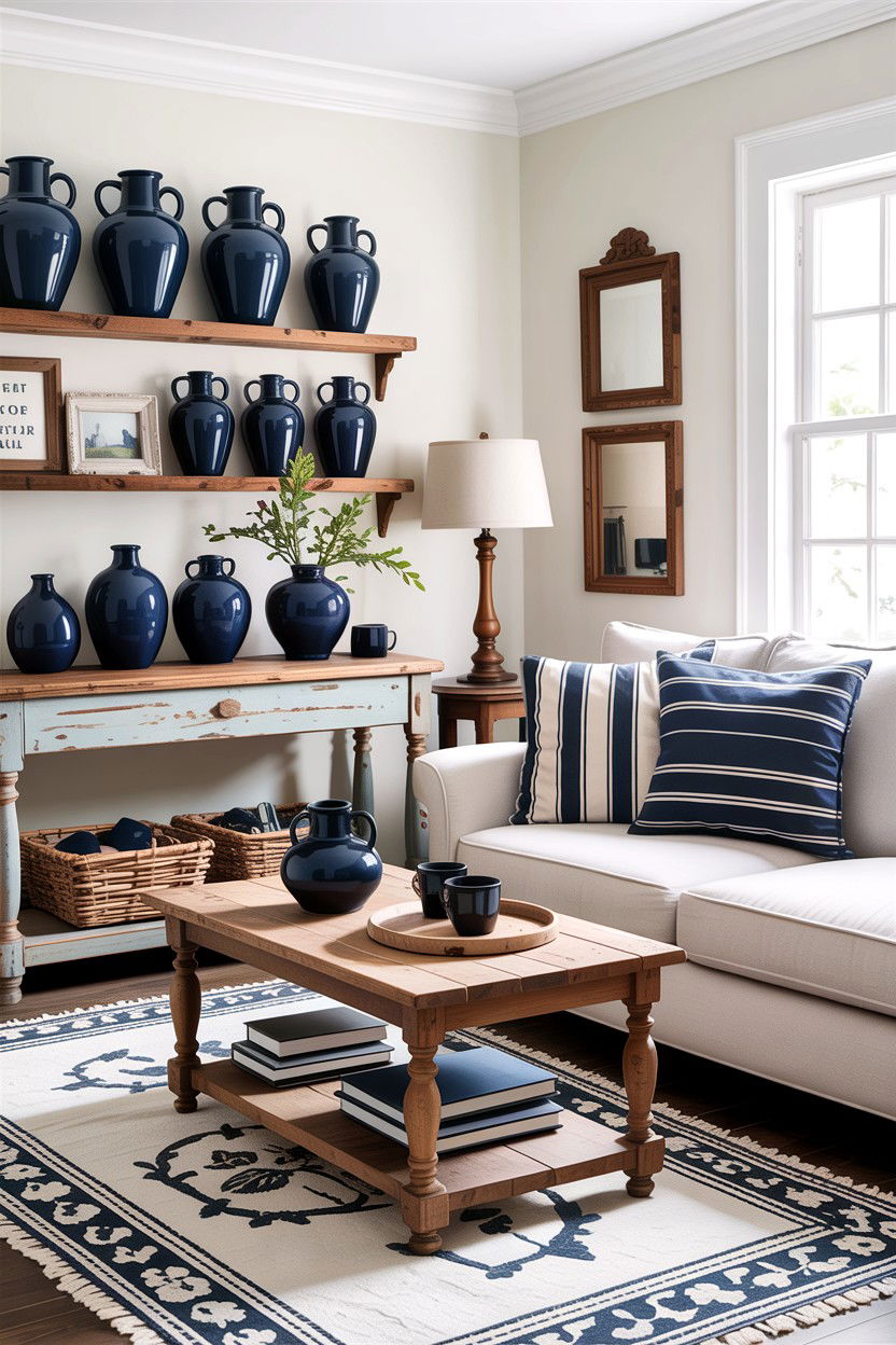 Farmhouse Navy Decor Living Room - 30 rustic navy living room ideas