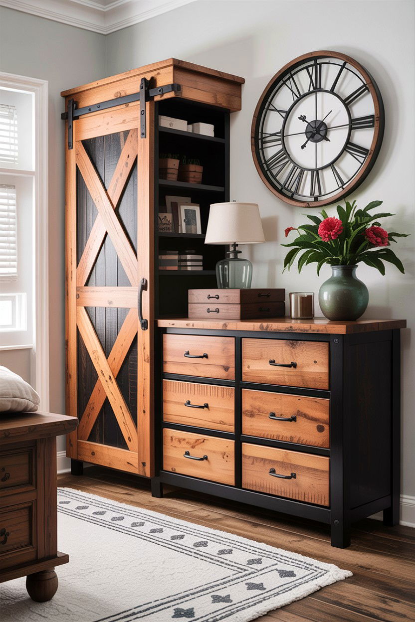 Farmhouse Sliding Barn Door Dresser - 30 bedroom wide dressers