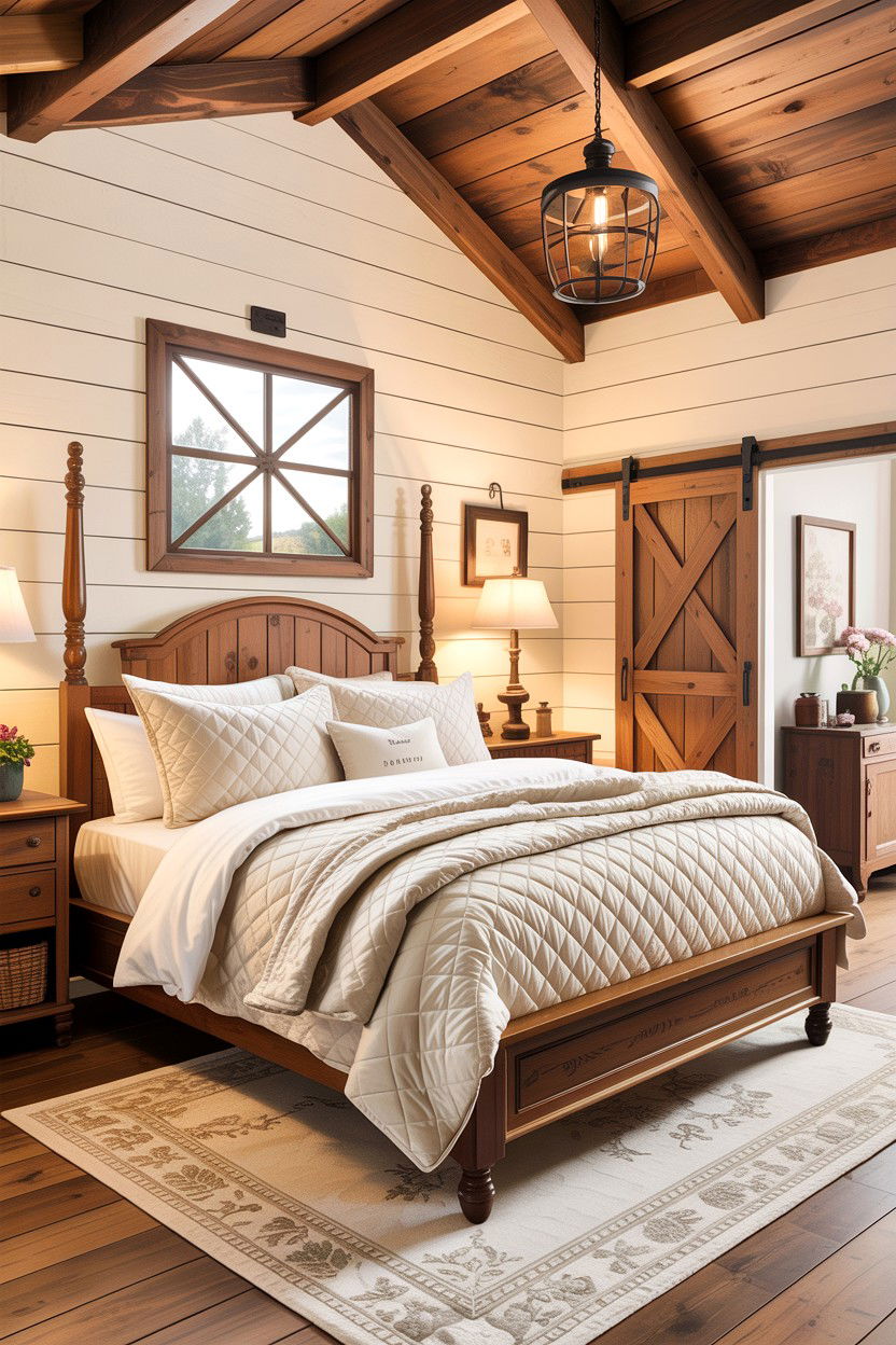Farmhouse Style Cream Bedroom - 30 traditional cream bedroom ideas