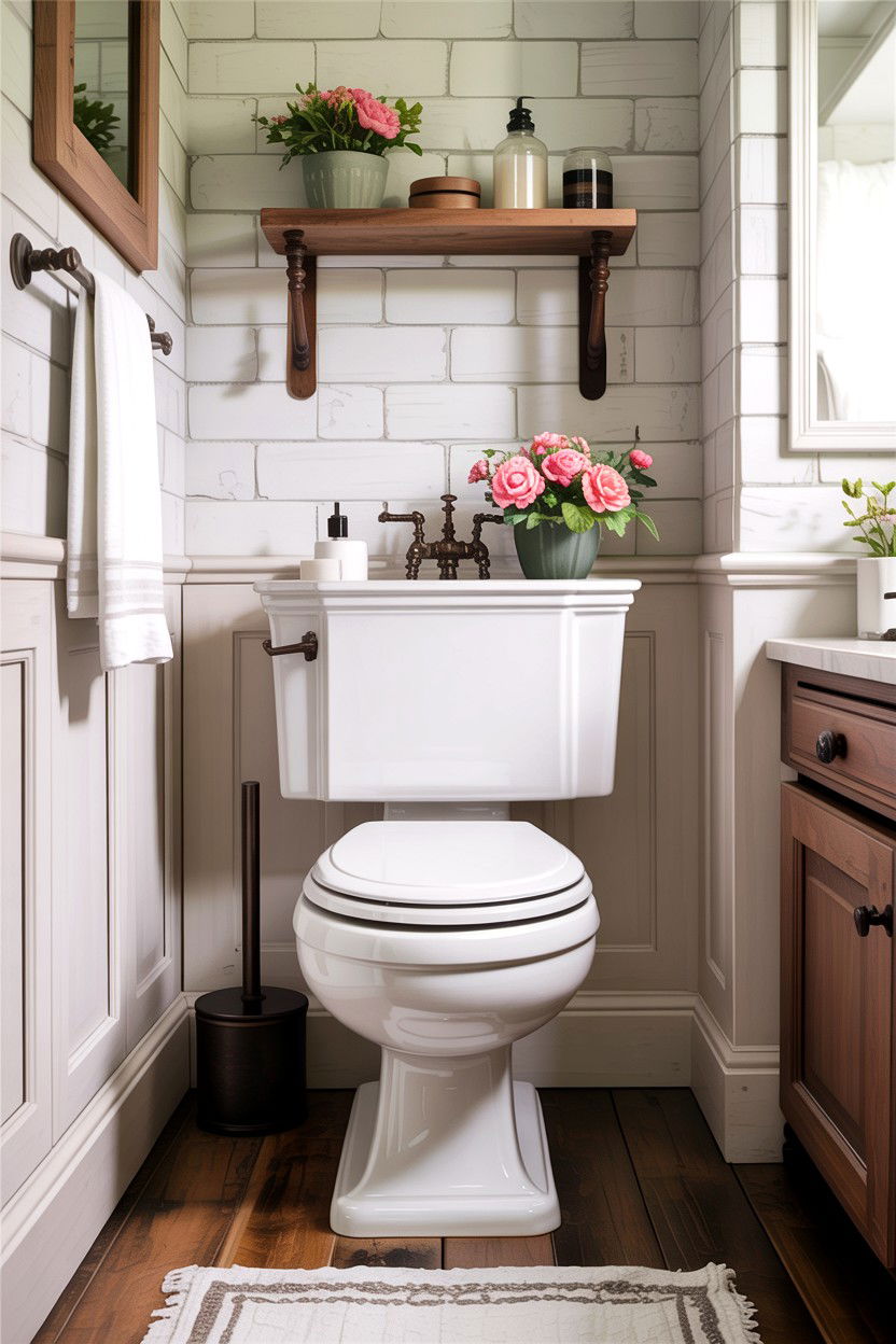 Farmhouse Style High Toilet - 30 comfort height toilet ideas