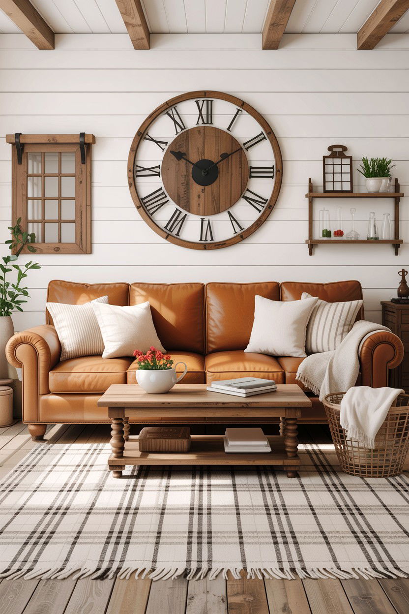 Farmhouse Tan Living Room - 30 tan and white living room ideas