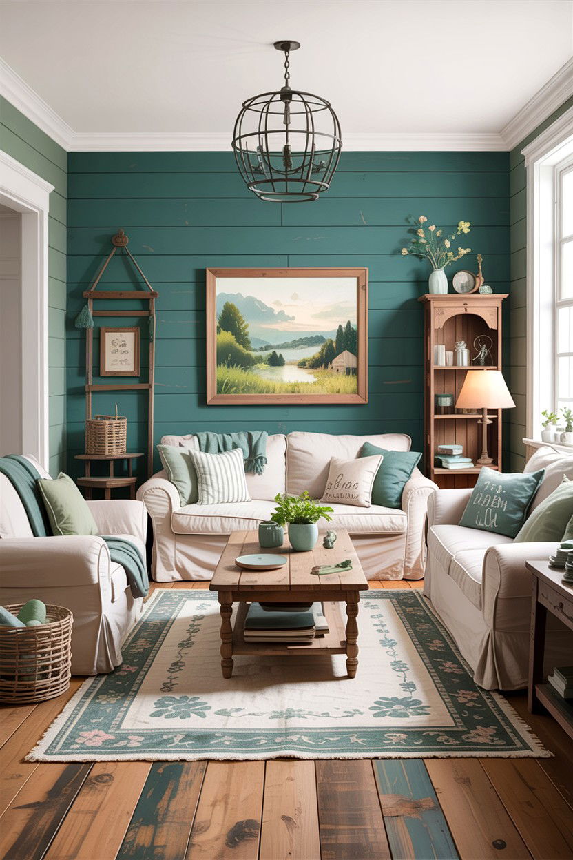 Farmhouse Teal Living Room - 30 teal living room design ideas