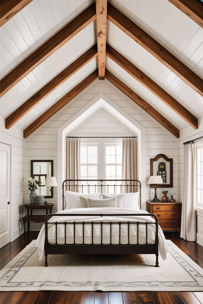 Farmhouse Vaulted Ceiling Bedroom - 30 bedroom vaulted ceiling ideas