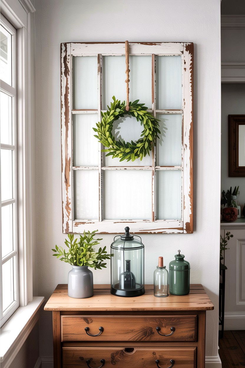 Farmhouse Window Frame - 30 rustic white bedroom ideas