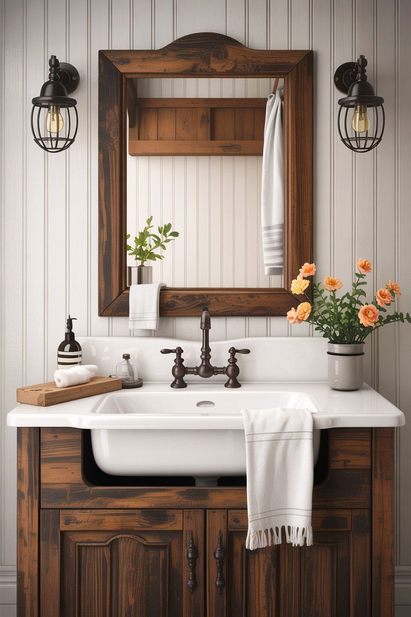 Farmhouse bathroom sink - 30 colonial bathroom ideas