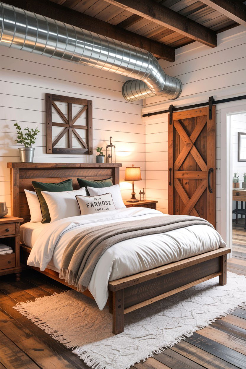 Farmhouse bedroom ductwork - 30 exposed ductwork bedroom ideas