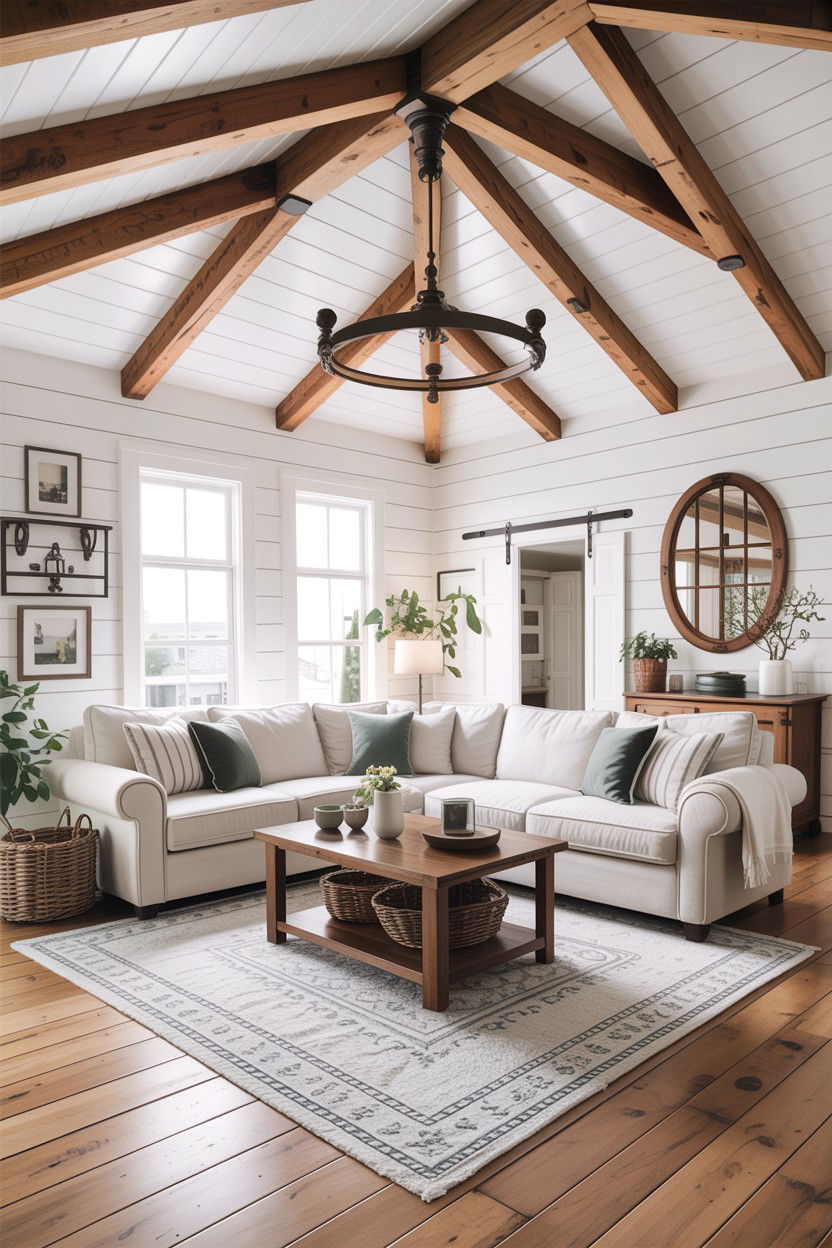 Farmhouse ceiling beams - 30 living room exposed rafter ideas