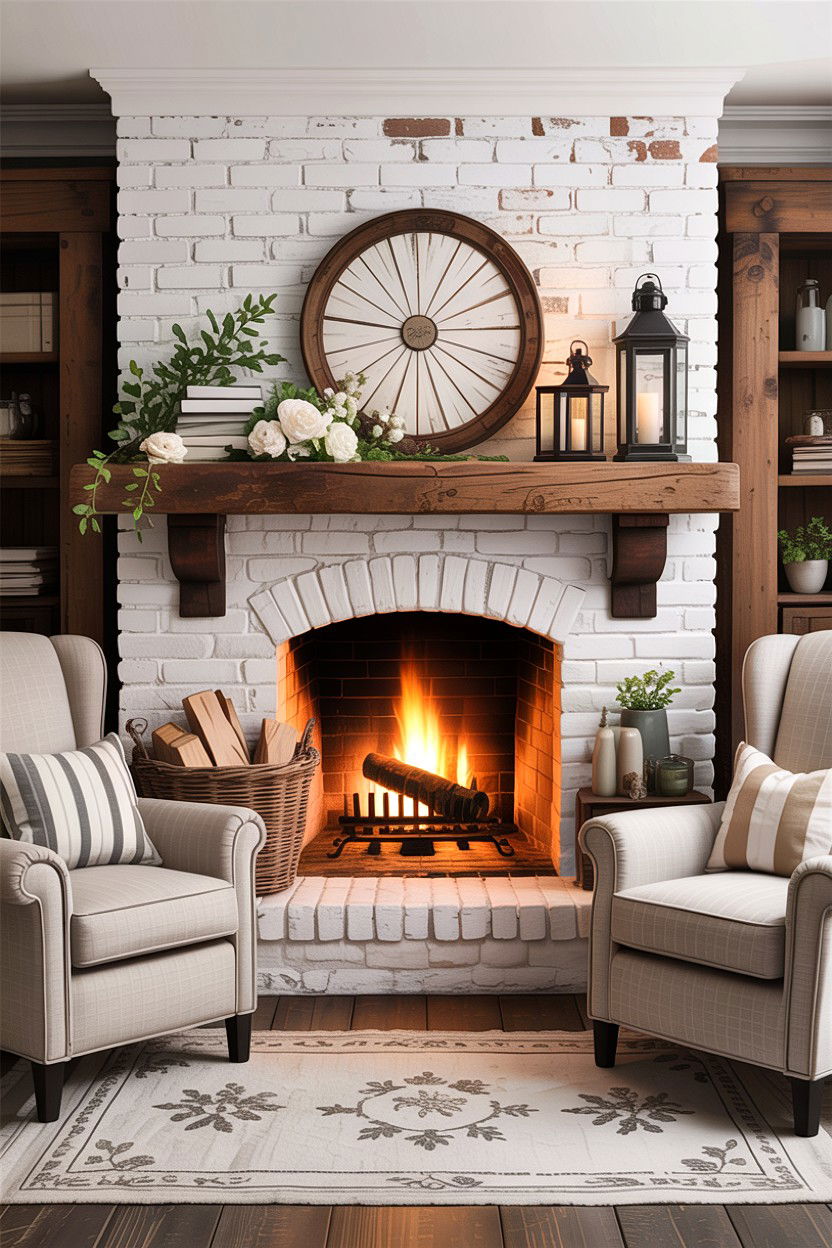 Farmhouse fireplace decor - 30 living room fireplace ideas