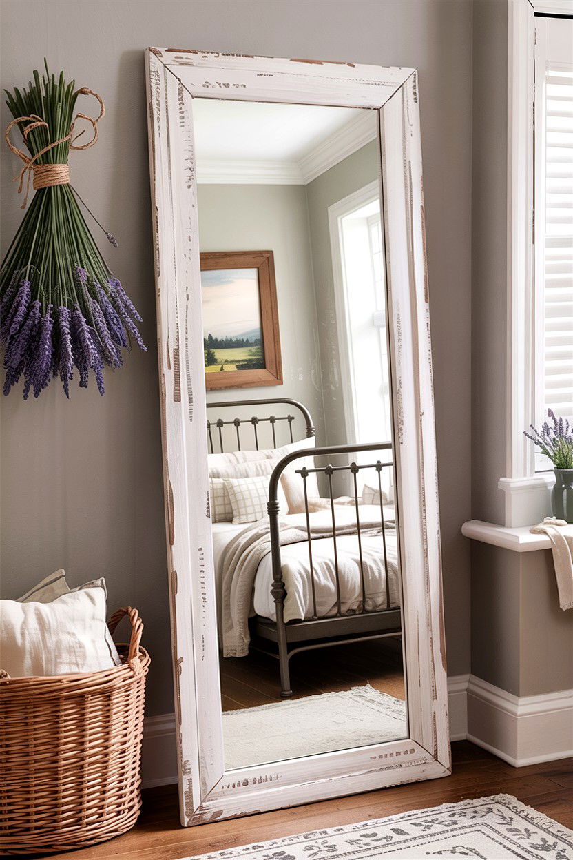 Farmhouse floor mirror - 30 bedroom floor mirrors