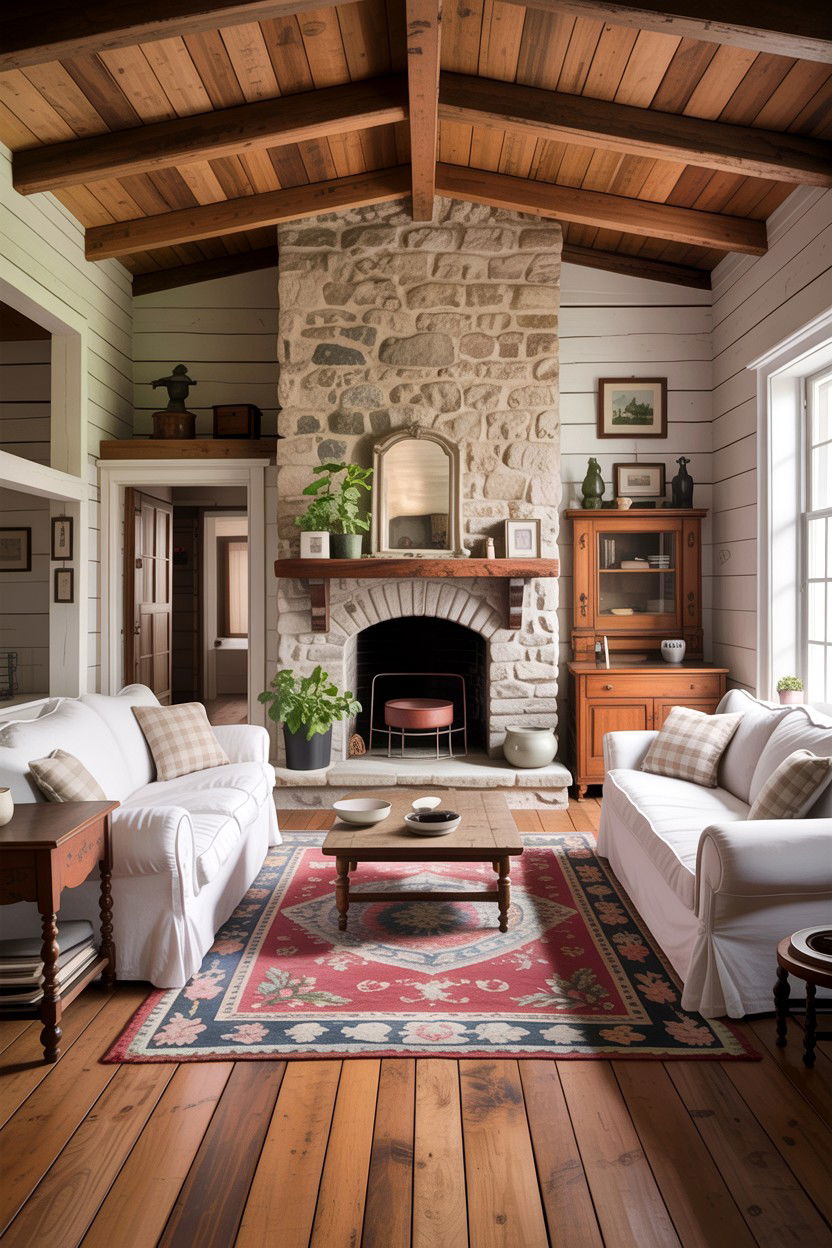 Farmhouse historic living room - 30 historic home living room ideas