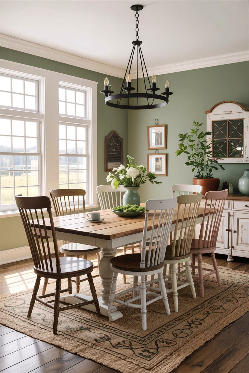 Farmhouse sage dining room - 30 sage dining room ideas