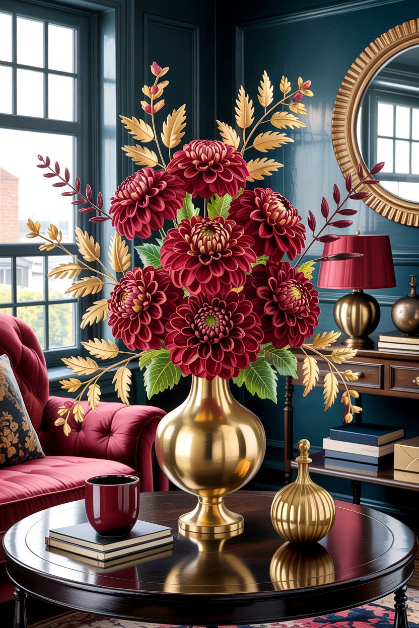 Faux Dahlia Arrangement - 30 living room faux flowers