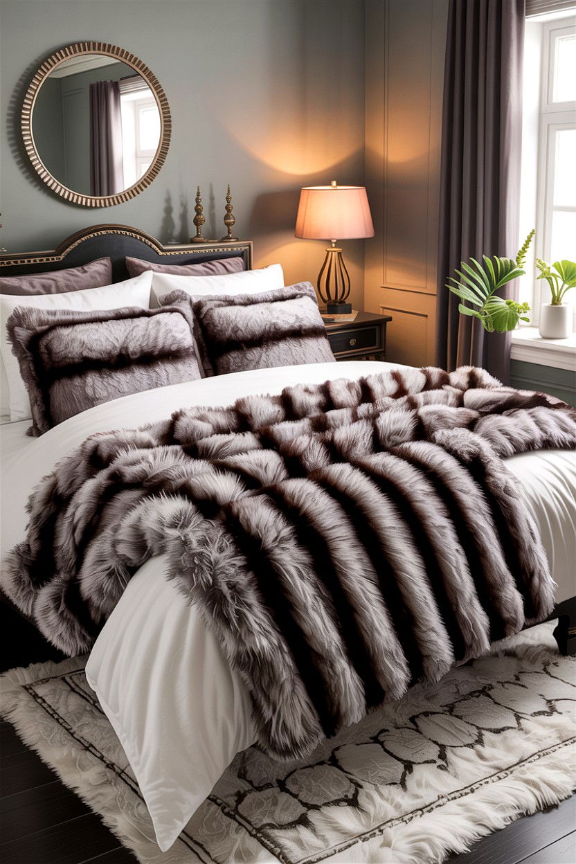 Faux Fur Bedding - 30 bedroom bedding ideas