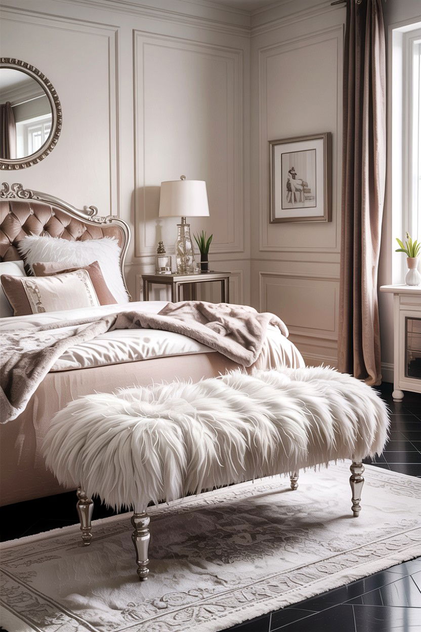 Faux Fur Bedroom Bench