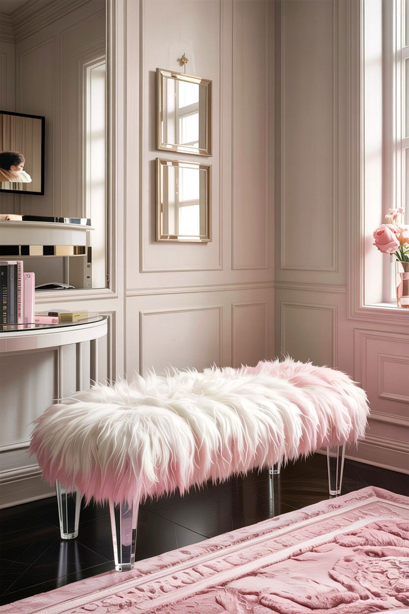 Faux Fur Bench - 30 bedroom benches