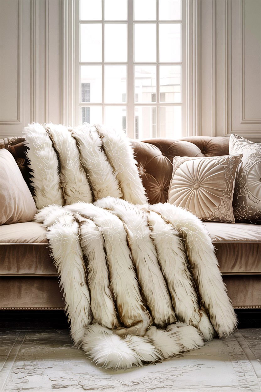 Faux Fur Blanket - 30 Hollywood living room ideas