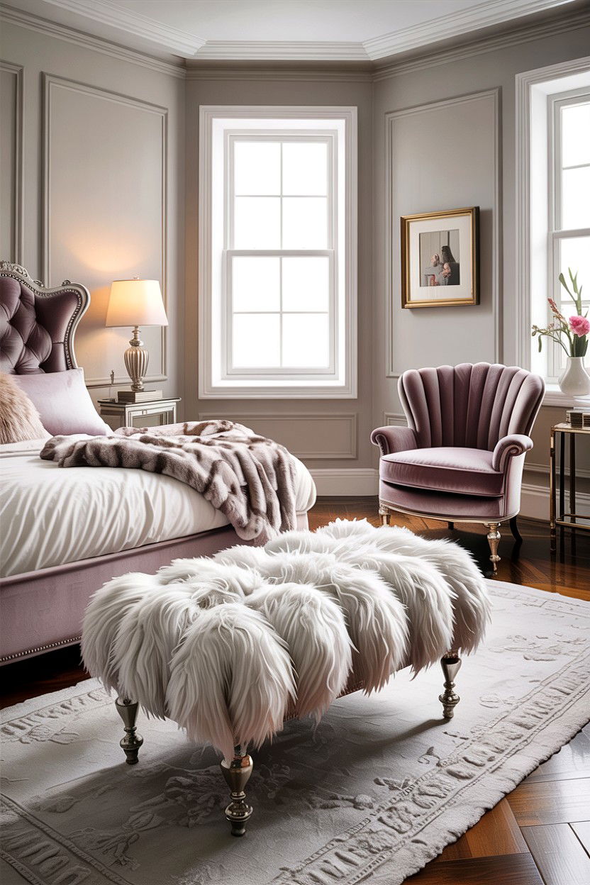 Faux Fur Footrest - 30 bedroom ottomans