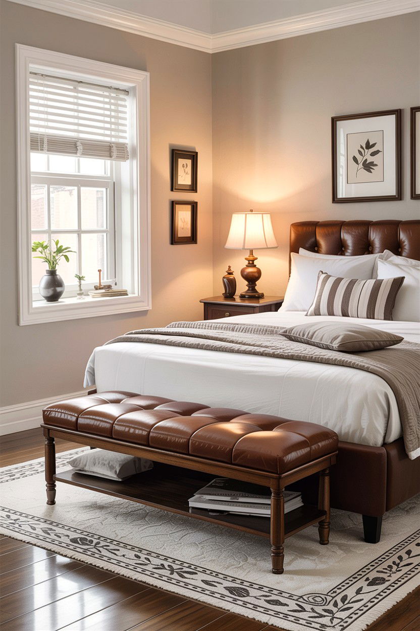 Faux Leather Bench - 30 dust-free bedroom ideas