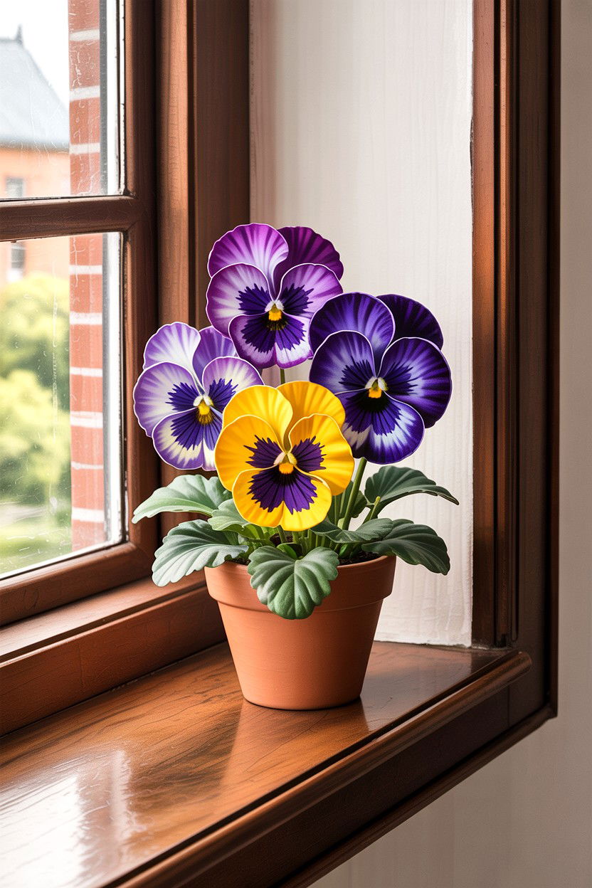 Faux Pansy Pot - 30 living room faux flowers