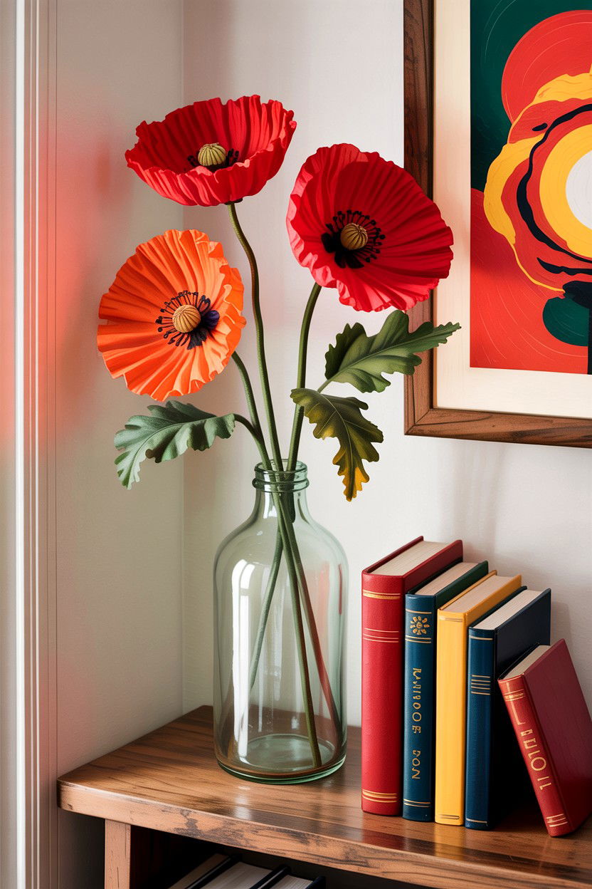 Faux Poppy Stems - 30 living room faux flowers