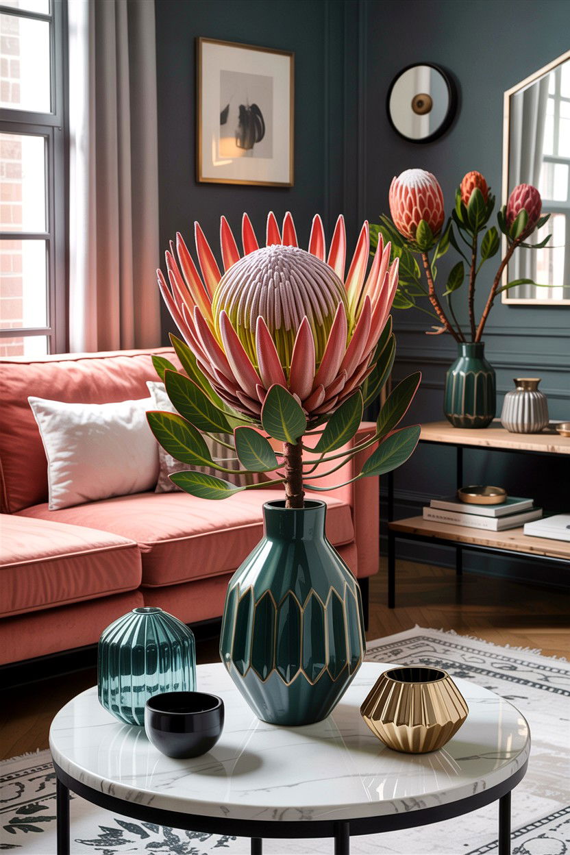 Faux Protea Flower - 30 living room faux flowers