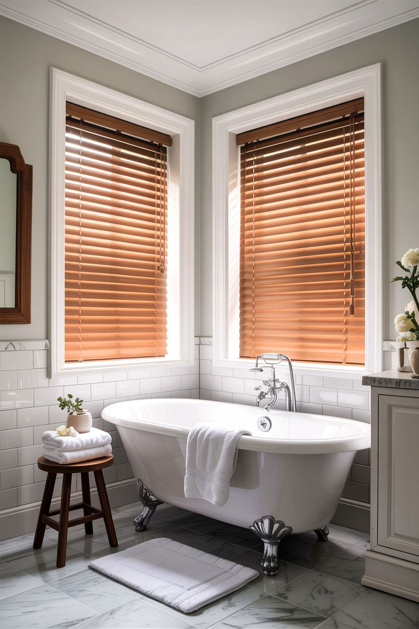 Faux Wood Blinds - 30 bathroom blinds ideas