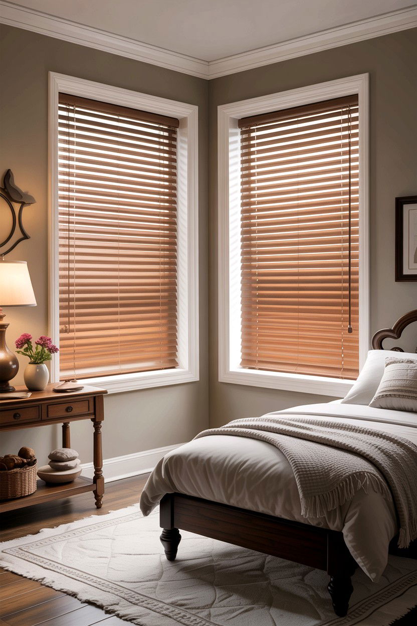 Faux Wood Venetian Blinds - 30 bedroom venetian blinds