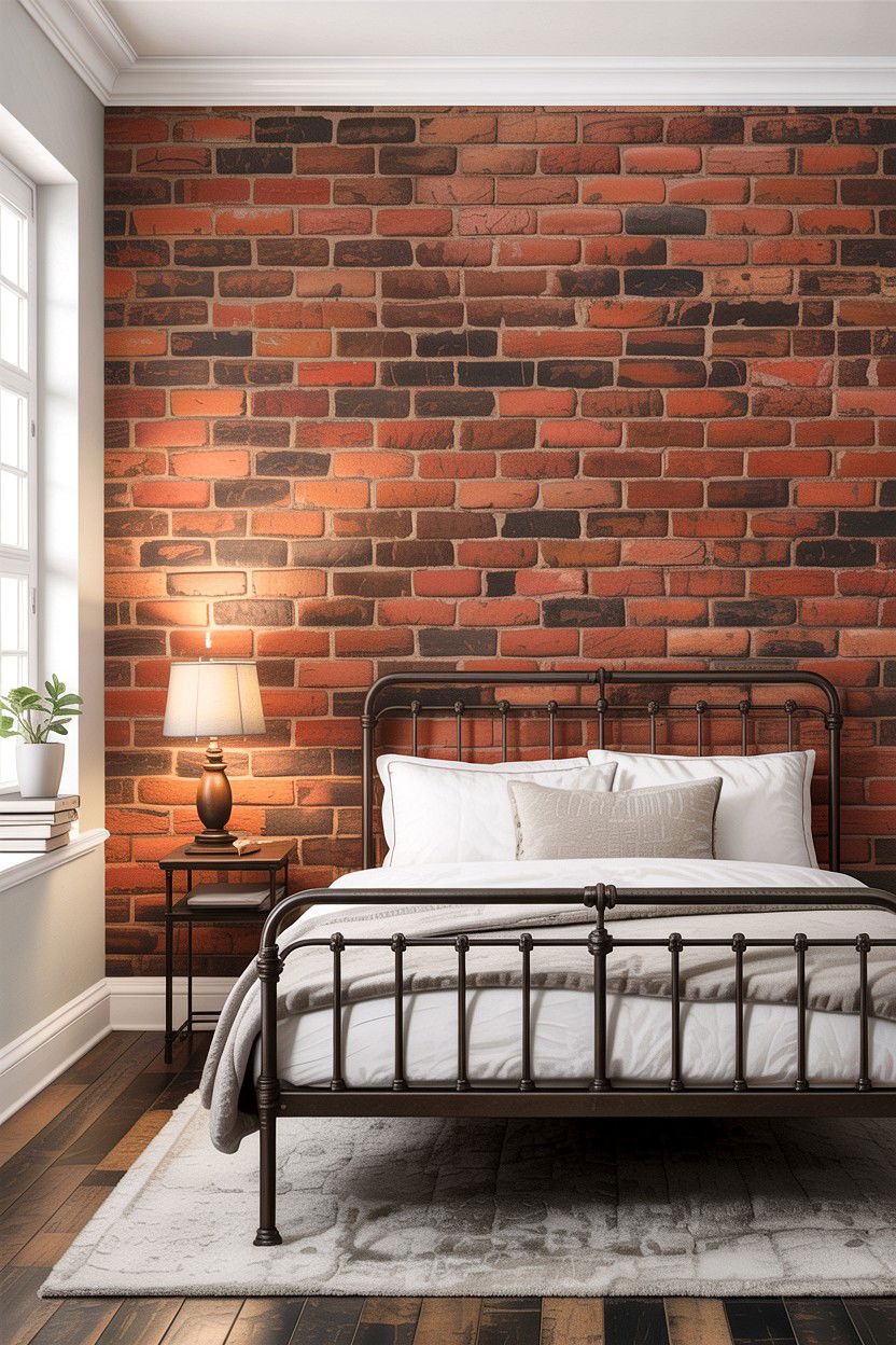 Faux brick wallpaper - 30 bedroom accent wall wallpapers