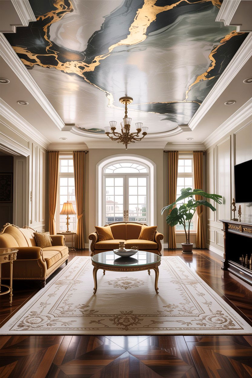 Faux finish ceiling living room - 30 living room fifth wall ideas