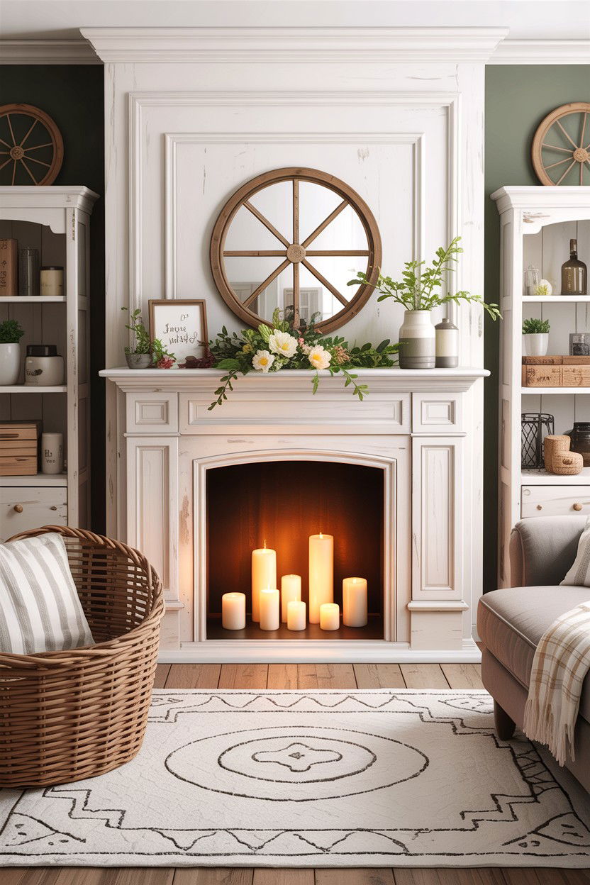 Faux fireplace mantel - 30 DIY living room ideas