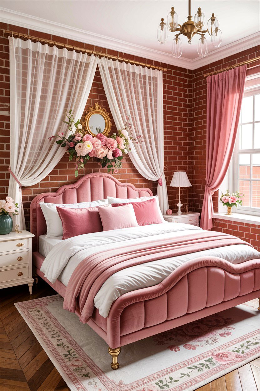 Feminine Brick Bedroom - 30 exposed brick bedroom ideas