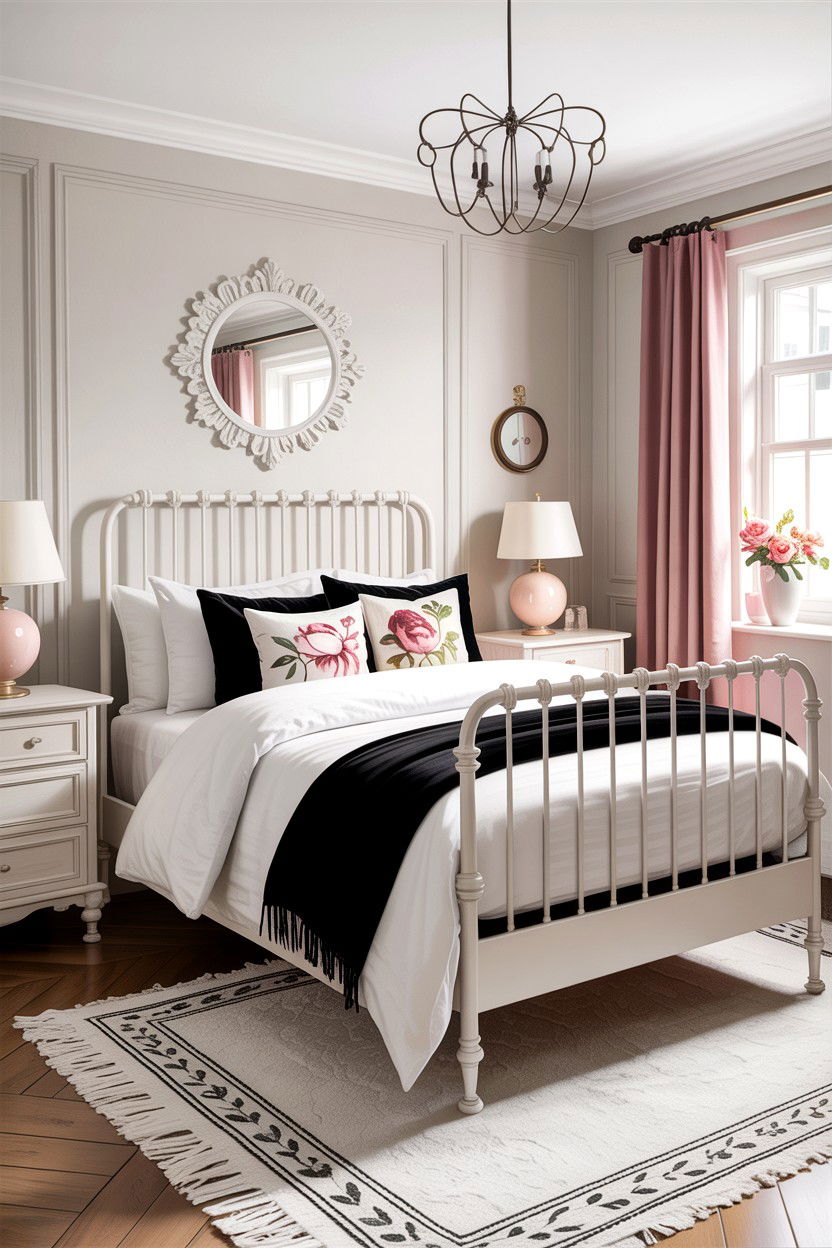 Feminine black and white bedroom - 30 black and white bedroom ideas