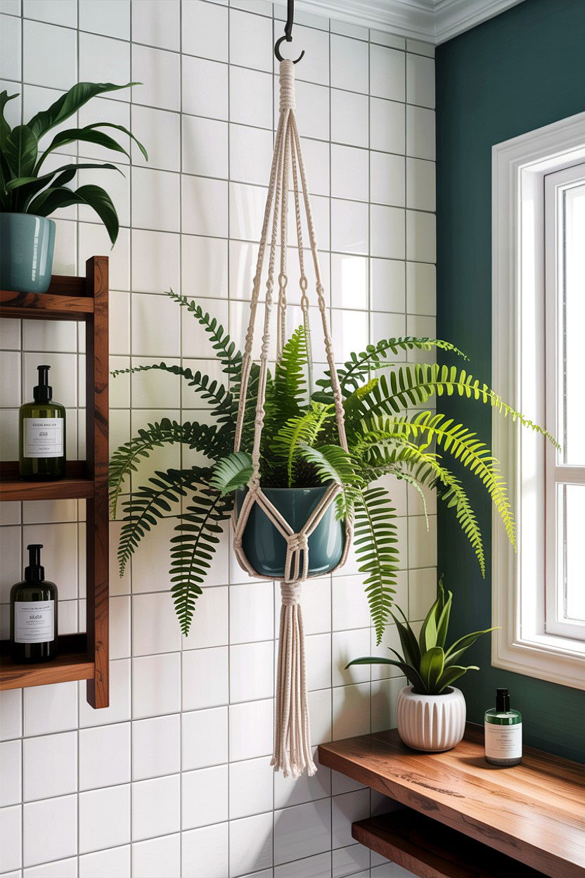 Fern green bathroom plant - 30 green bathroom ideas