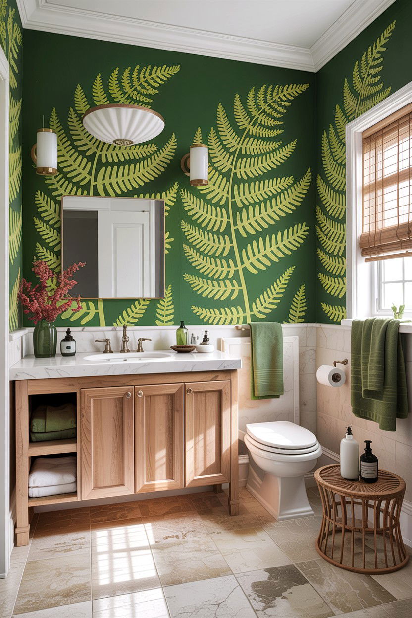 Fern green bathroom - 30 green bathroom design ideas
