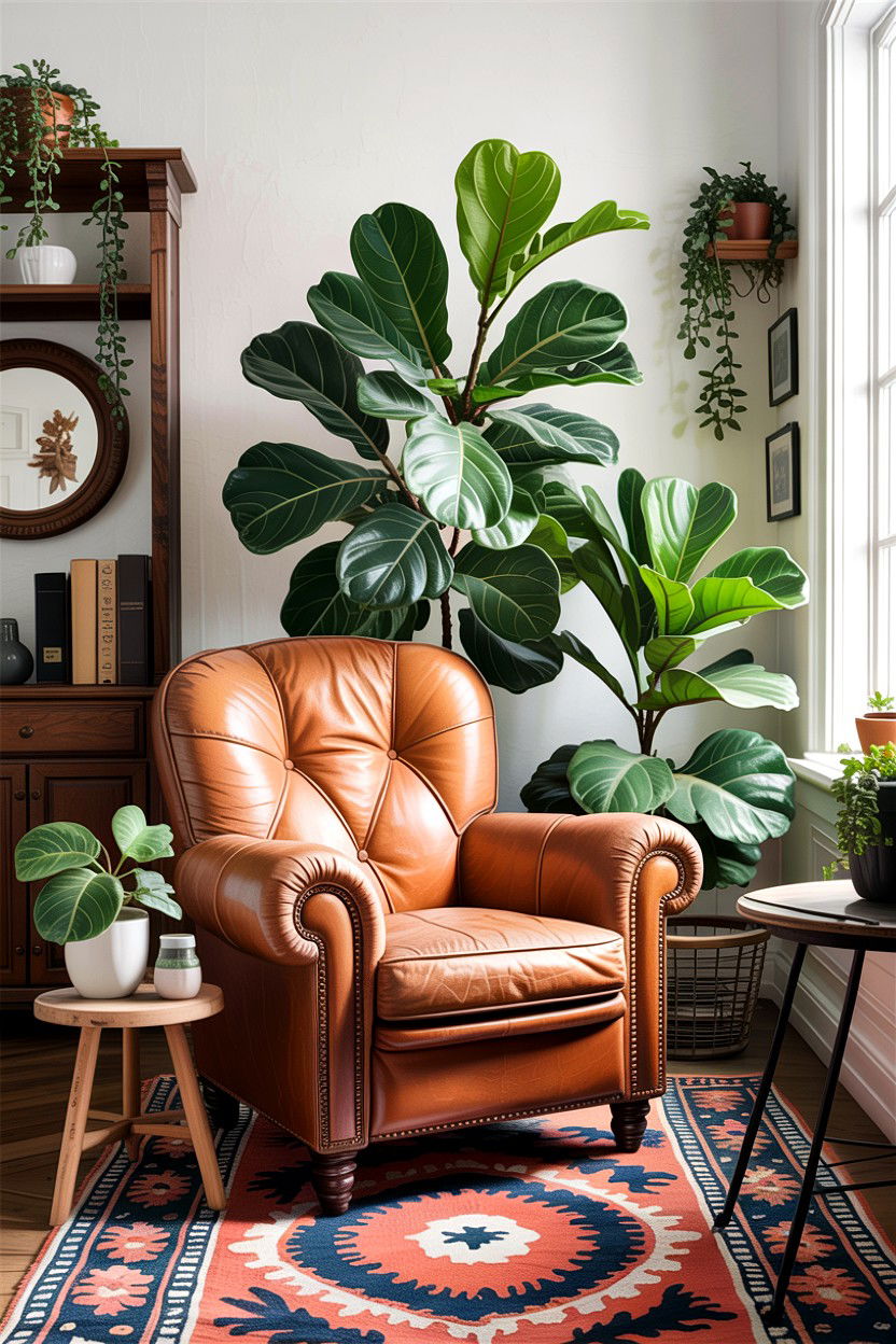 Fiddle Leaf Fig Behind Armchair - 30 living room fiddle leaf fig ideas