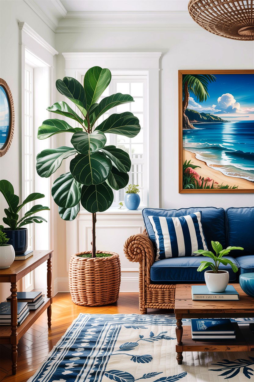 Fiddle Leaf Fig In Coastal Living Room - 30 living room fiddle leaf fig ideas