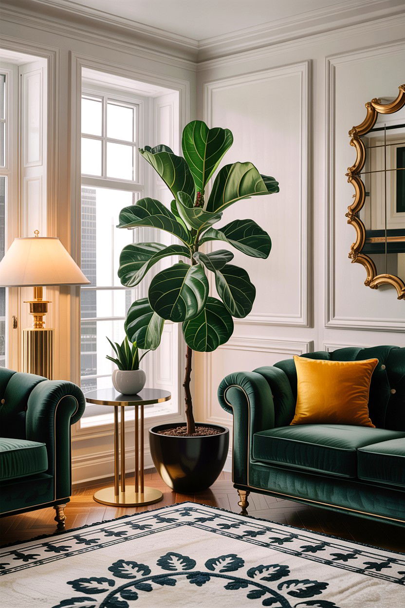 Fiddle Leaf Fig In Luxury Living Room - 30 living room fiddle leaf fig ideas