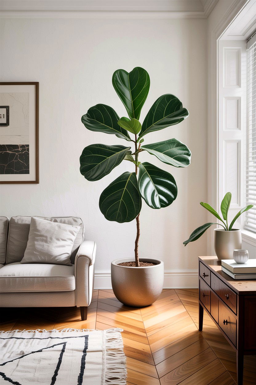 Fiddle Leaf Fig In Minimalist Living Room - 30 living room fiddle leaf fig ideas