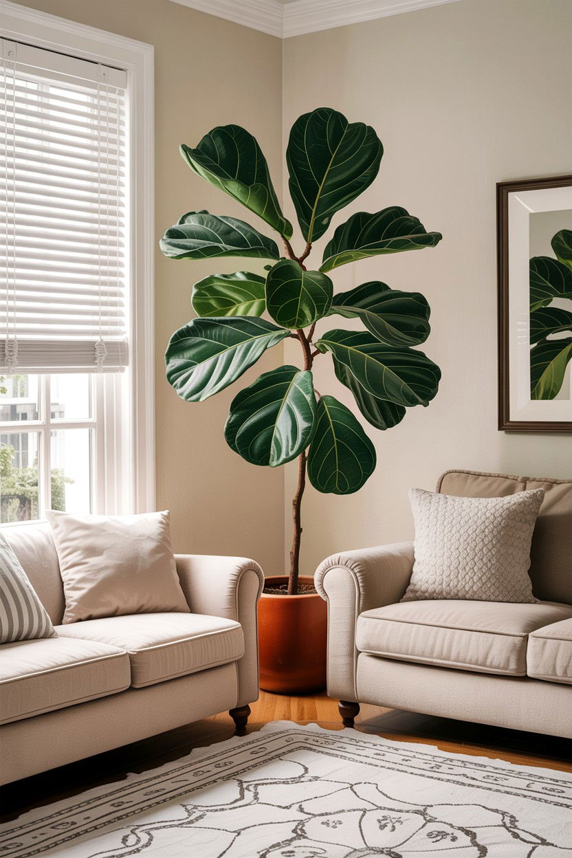 Fiddle Leaf Fig In Neutral Living Room - 30 living room fiddle leaf fig ideas