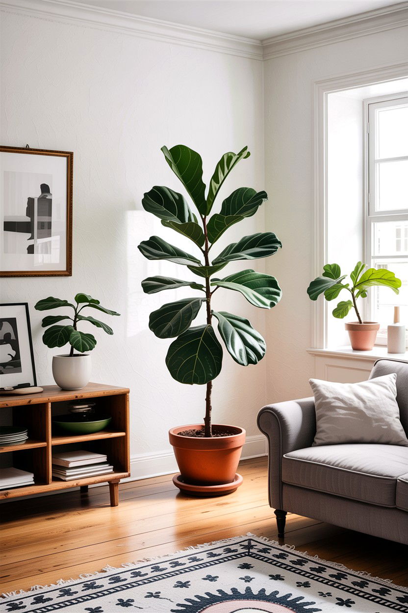 Fiddle Leaf Fig In Scandi Living Room - 30 living room fiddle leaf fig ideas
