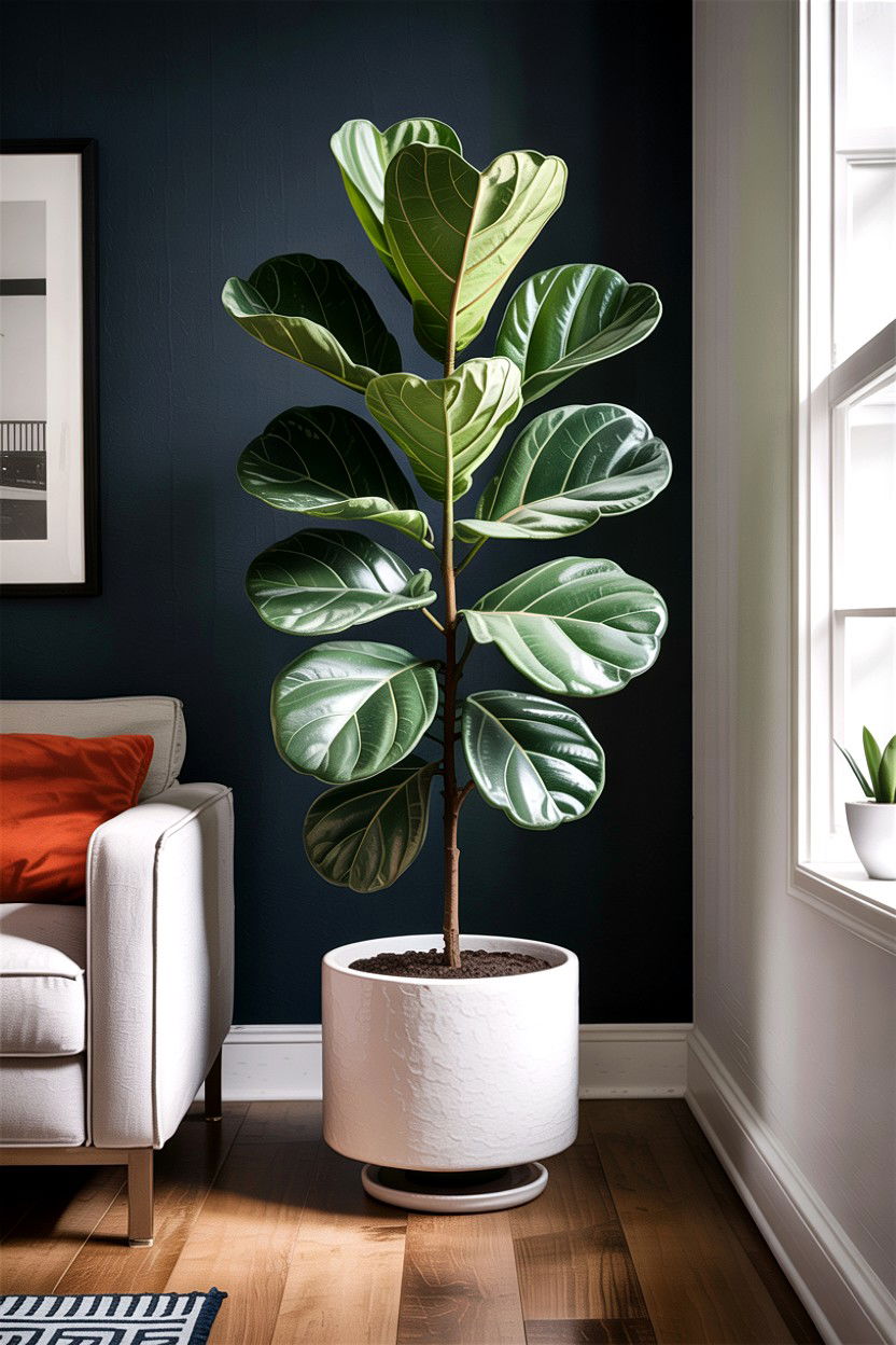 Fiddle Leaf Fig In White Ceramic Pot - 30 living room fiddle leaf fig ideas